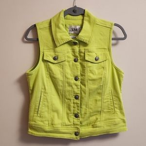 Liv a little neon green yellow denim vest